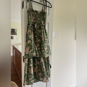 Rebecca Taylor Green Cream Ruffled Sundress